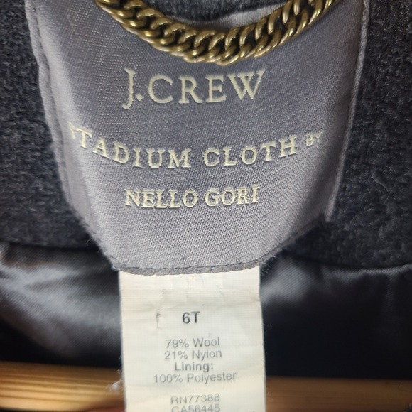 J.CREW Women's 6T Stadium Cloth Nello Gori Peacoat Gray Wool Double Breasted - Picture 5 of 9